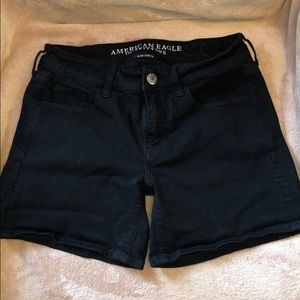 Black denim shorts